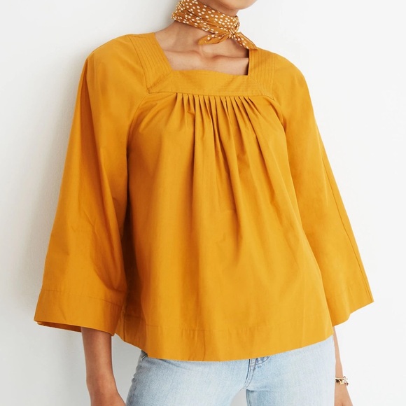 Madewell Square-Neck Top in Bronzed Leaf - Picture 1 of 12